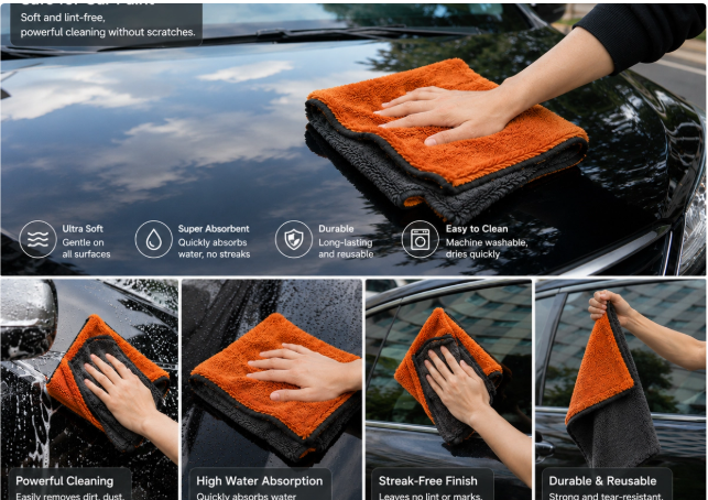 1400GSM Twisted Loop Microfiber Towels for Superior Car Care