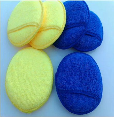 Microfiber Wax Applicator Pads, Round Car Polishing Sponges with Finger Pocket for Wax, Sealant, Leather Cleaner & Interior Care