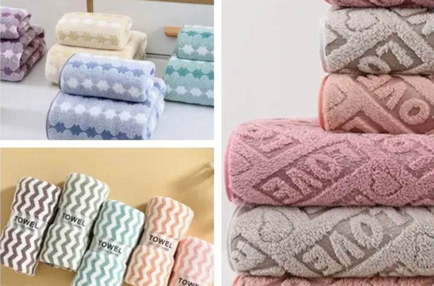 Microfiber Coral Fleece Jacquard Towels Set | ENA TEXTILES