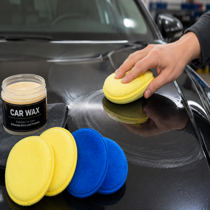 Microfiber Wax Applicator Pads, Round Car Polishing Sponges with Finger Pocket for Wax