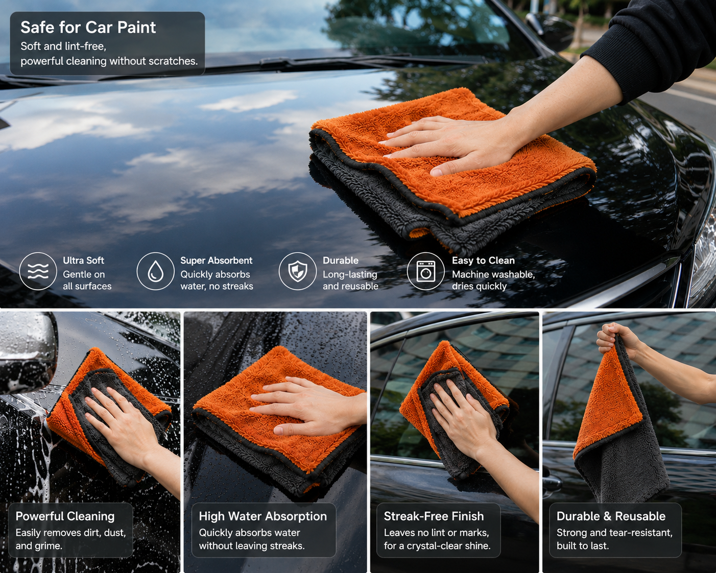 1400GSM Twisted Loop Microfiber Towels for Superior Car Care