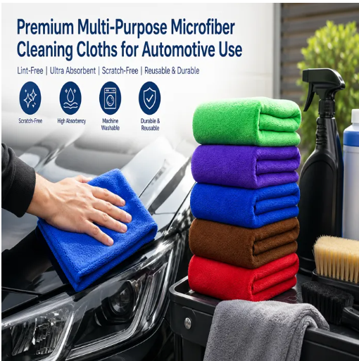 Premium Multi-Purpose Microfiber Cleaning Cloths for Automotive Use