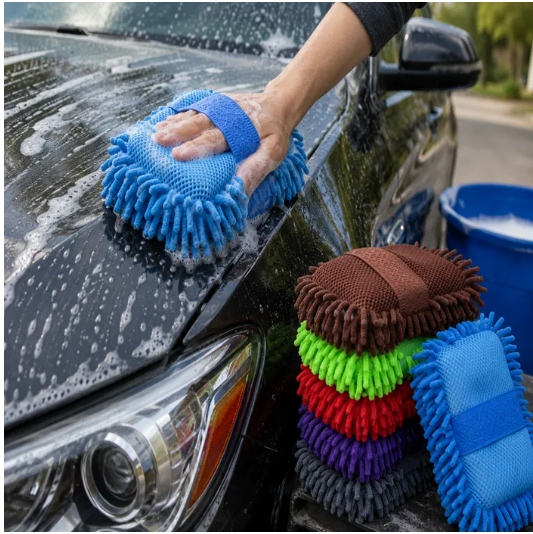 Microfiber Chenille Car Wash Sponge With Elastic Band 