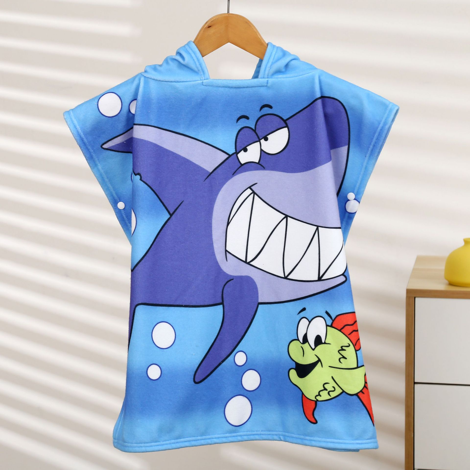 kids printed towel hooded poncho
