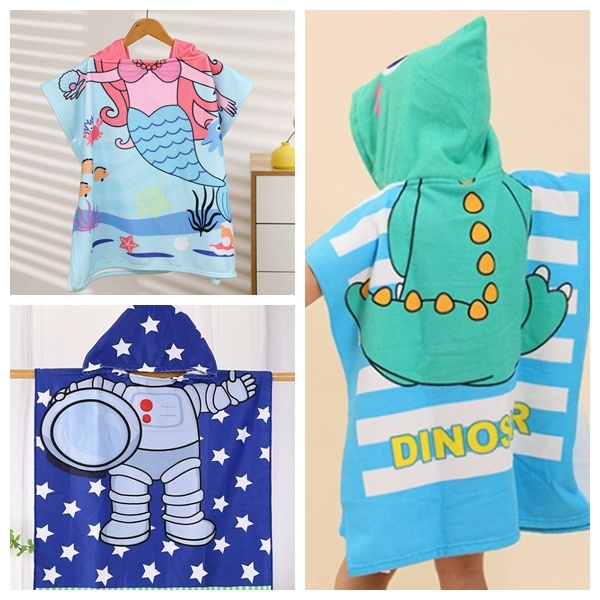 microfiber printed kids beach towels poncho