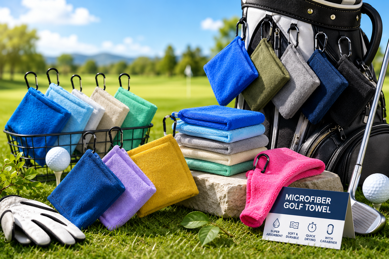 Microfiber Golf Towel with Carabiner Clip