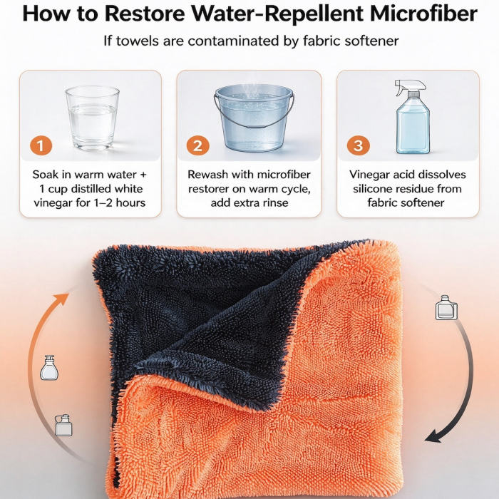 How to restore absorbency for twisted loop microfiber towels, remove fabric softener silicone residue with vinegar, ENA TEXTILES