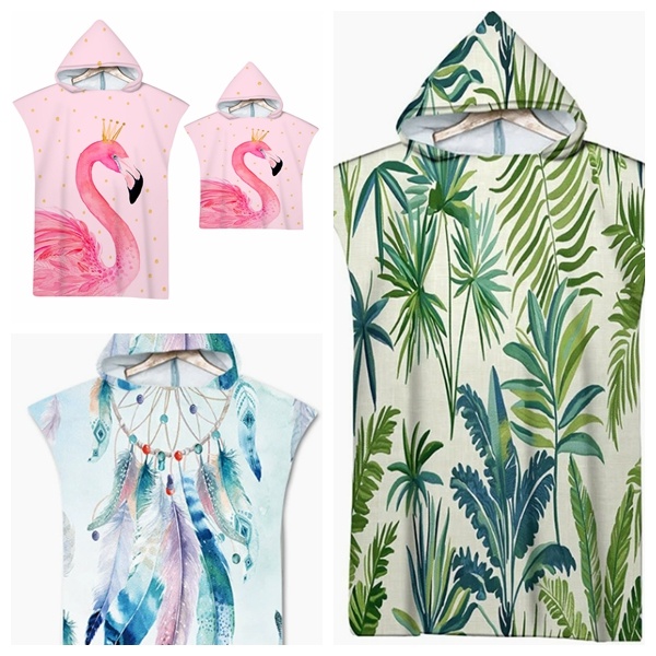 Microfiber Printed Adult Towel Poncho