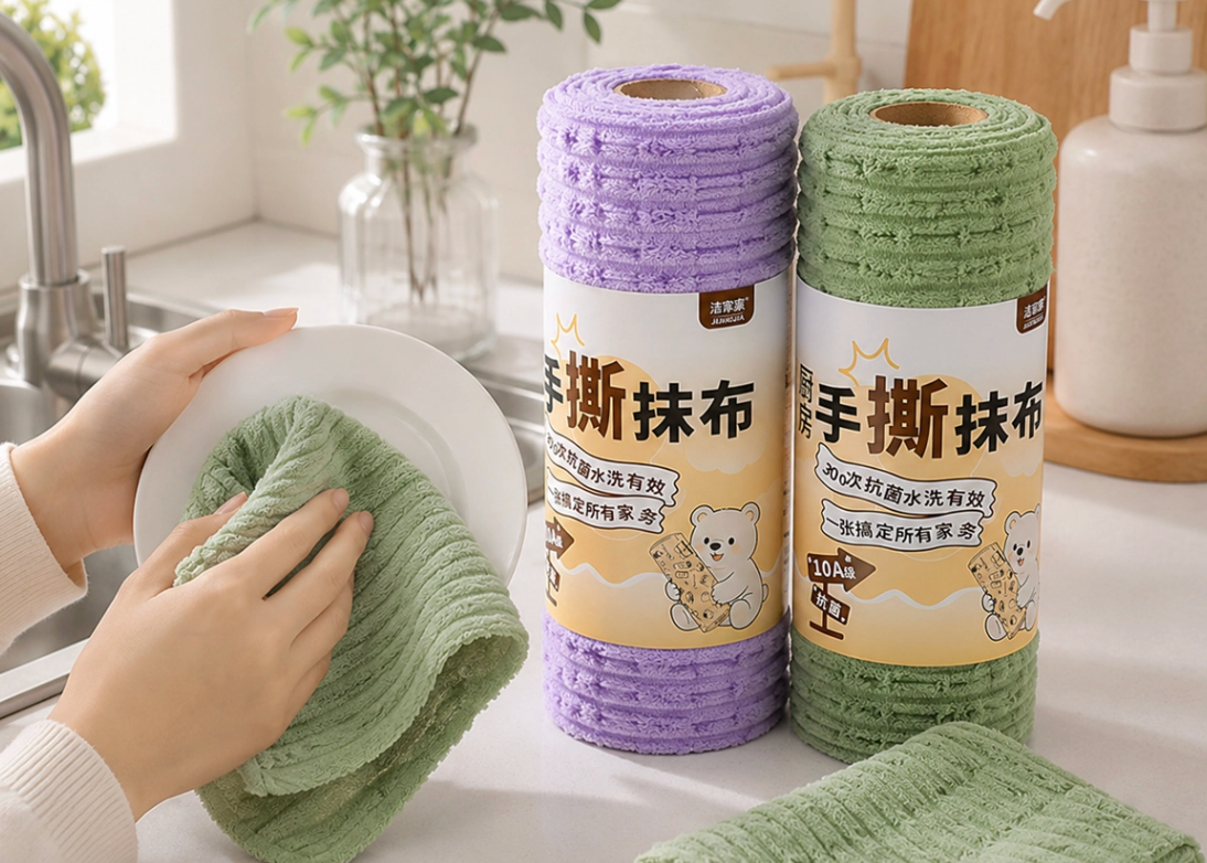 Tear-Away Coral Fleece Cleaning Cloth Roll