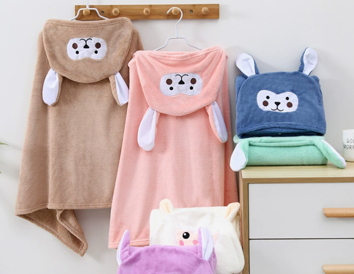 microfiber coral fleece children hooded towels